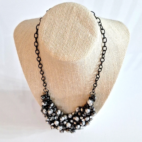 Silver and Pearl Accent Necklace - Picture 1 of 3